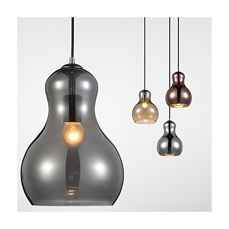 Lampada a sospensione zucca 1 luce in vetro e acciaio al carbonio