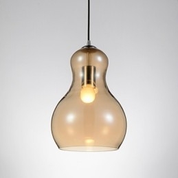Lampada a sospensione zucca 1 luce in vetro e acciaio al carbonio