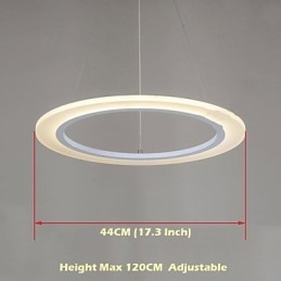 Lampadario a sospensione rotondo in acrilico lattiginoso con anello singolo