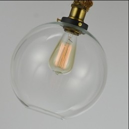 Lampada a sospensione vintage rustica in vetro trasparente con corda, 3 luci E26/E27