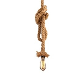 Lampada a sospensione in corda di canapa 100 cm con 1 lampadina E26/E27