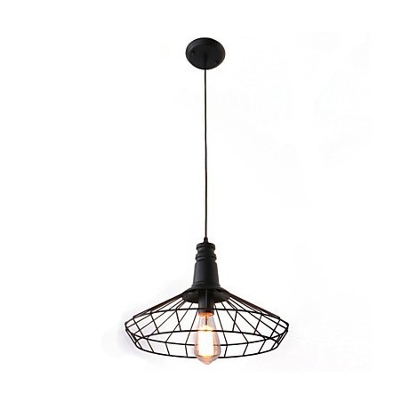Lampada a sospensione mini in metallo nero stile country retrò