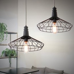 Lampada a sospensione mini in metallo nero stile country retrò