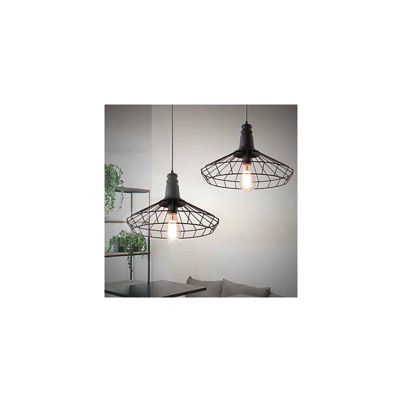 Lampada a sospensione mini in metallo nero stile country retrò
