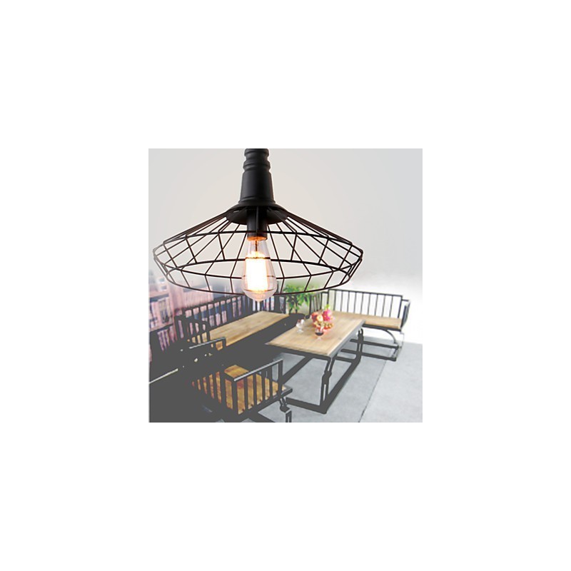 Lampada a sospensione mini in metallo nero stile country retrò