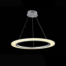 Lampadario a sospensione rotondo in acrilico lattiginoso con anello singolo