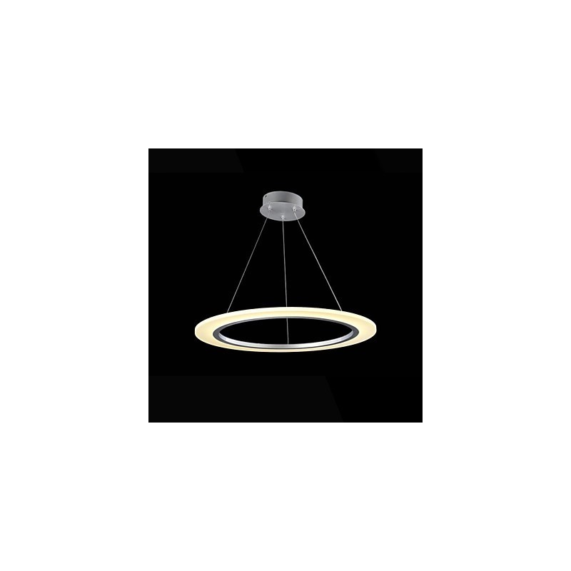 Lampadario a sospensione rotondo in acrilico lattiginoso con anello singolo