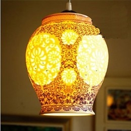 Lampada a sospensione retrò in ceramica blu, 1 luce