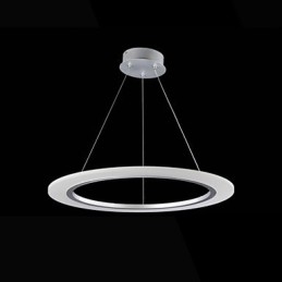 Lampadario a sospensione rotondo in acrilico lattiginoso con anello singolo
