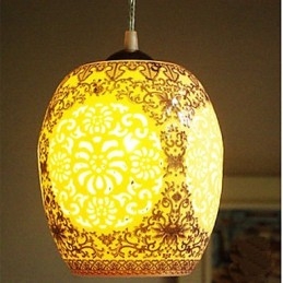 Lampada a sospensione retrò in ceramica blu a testa singola