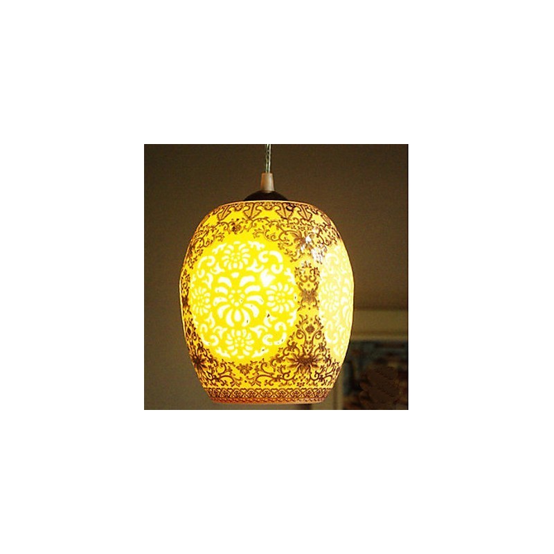 Lampada a sospensione retrò in ceramica blu a testa singola