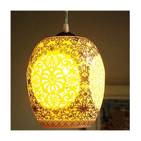 Lampada a sospensione retrò in ceramica blu a testa singola
