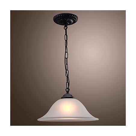Lampada a sospensione mini classica tradizionale in bronzo con paralume in vetro bianco
