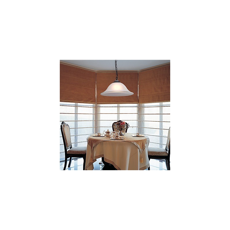 Lampada a sospensione mini classica tradizionale in bronzo con paralume in vetro bianco