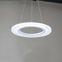 Lampadario a sospensione rotondo in acrilico lattiginoso con anello singolo
