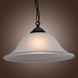 Lampada a sospensione mini classica tradizionale in bronzo con paralume in vetro bianco