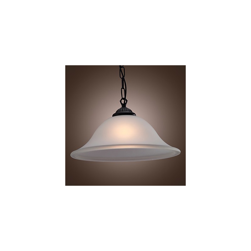 Lampada a sospensione mini classica tradizionale in bronzo con paralume in vetro bianco