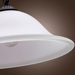 Lampada a sospensione mini classica tradizionale in bronzo con paralume in vetro bianco