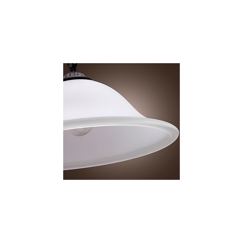 Lampada a sospensione mini classica tradizionale in bronzo con paralume in vetro bianco
