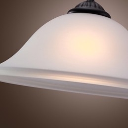 Lampada a sospensione mini classica tradizionale in bronzo con paralume in vetro bianco