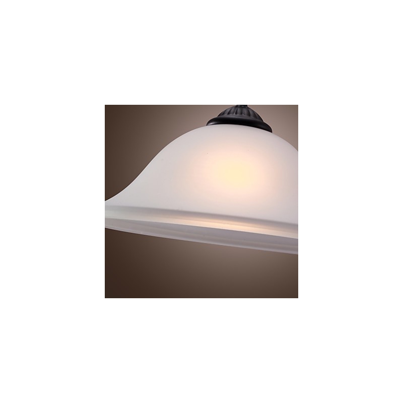 Lampada a sospensione mini classica tradizionale in bronzo con paralume in vetro bianco
