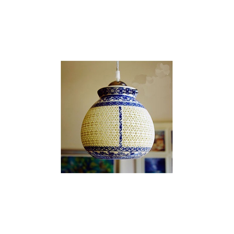 Lampada a sospensione in ceramica retrò blu a testa singola