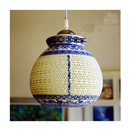 Lampada a sospensione in ceramica retrò blu a testa singola