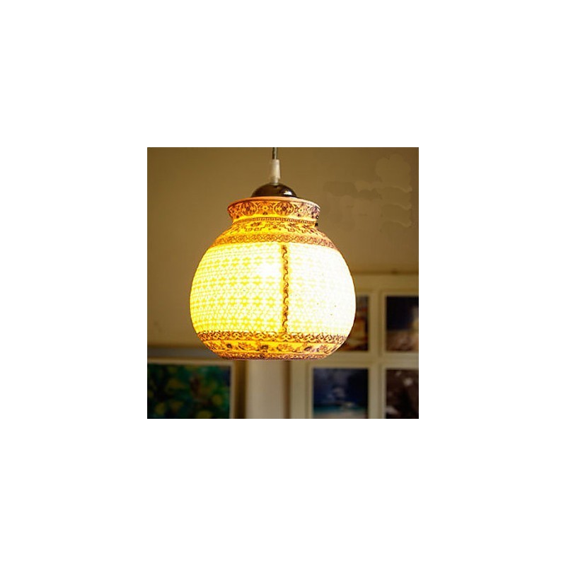 Lampada a sospensione in ceramica retrò blu a testa singola