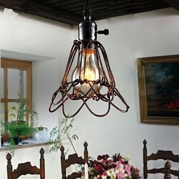 Lampada a sospensione industriale retrò mini in gabbia di ferro