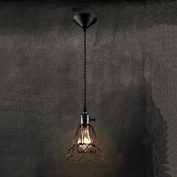 Lampada a sospensione industriale retrò mini in gabbia di ferro