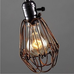 Lampada a sospensione industriale retrò americana mini in gabbia di ferro