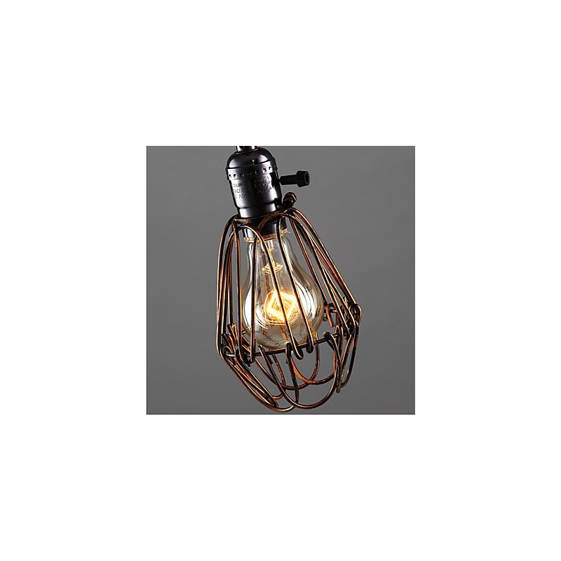 Lampada a sospensione industriale retrò americana mini in gabbia di ferro