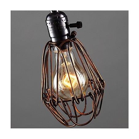 Lampada a sospensione industriale retrò americana mini in gabbia di ferro
