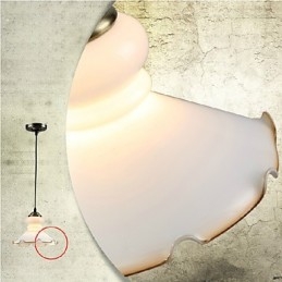 Lampada a sospensione vintage retrò country in metallo e vetro bianco 3 luci