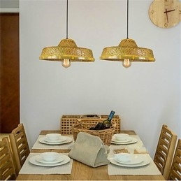 Lampada a sospensione in bambù stile vintage, 1 luce, E26/E27