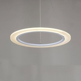 Lampadario a sospensione rotondo in acrilico lattiginoso con anello singolo