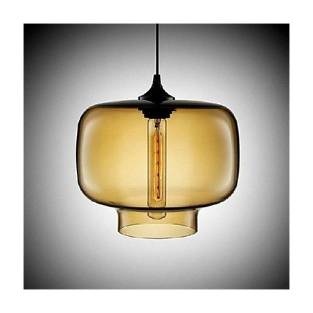 Lampada a sospensione a bottiglia 1 luce in ferro verniciato, vetro, E26/E27