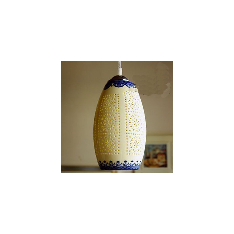 Lampada a sospensione in ceramica retrò blu, 1 luce
