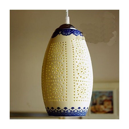 Lampada a sospensione in ceramica retrò blu, 1 luce