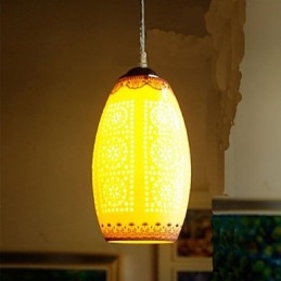 Lampada a sospensione in ceramica retrò blu, 1 luce
