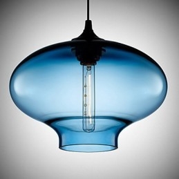 Lampada a sospensione moderna in vetro bianco e blu trasparente 1 luce