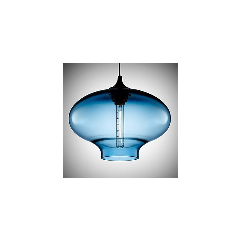Lampada a sospensione moderna in vetro bianco e blu trasparente 1 luce
