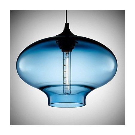 Lampada a sospensione moderna in vetro bianco e blu trasparente 1 luce