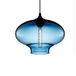 Lampada a sospensione moderna in vetro bianco e blu trasparente 1 luce