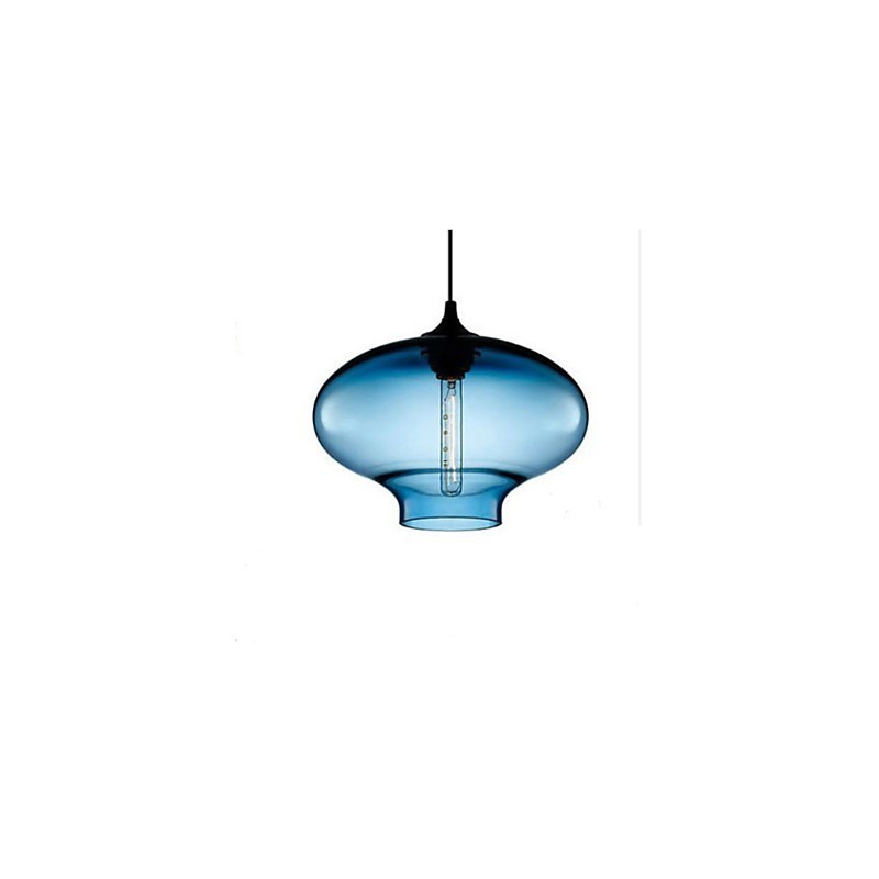 Lampada a sospensione moderna in vetro bianco e blu trasparente 1 luce