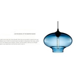 Lampada a sospensione moderna in vetro bianco e blu trasparente 1 luce