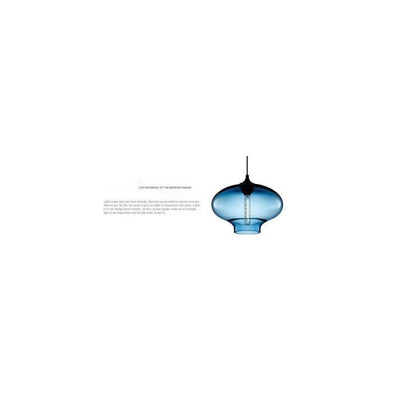 Lampada a sospensione moderna in vetro bianco e blu trasparente 1 luce