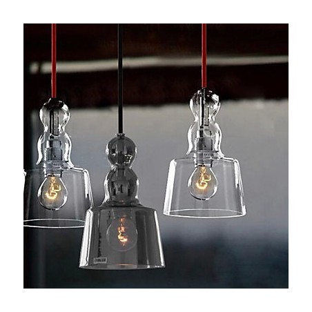 Lampada a sospensione in vetro trasparente e grigio Linea Profumo
