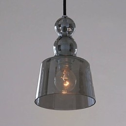 Lampada a sospensione in vetro trasparente e grigio Linea Profumo
