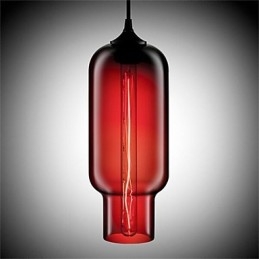 Lampada a sospensione retrò in vetro trasparente, singola testa, stile cafè